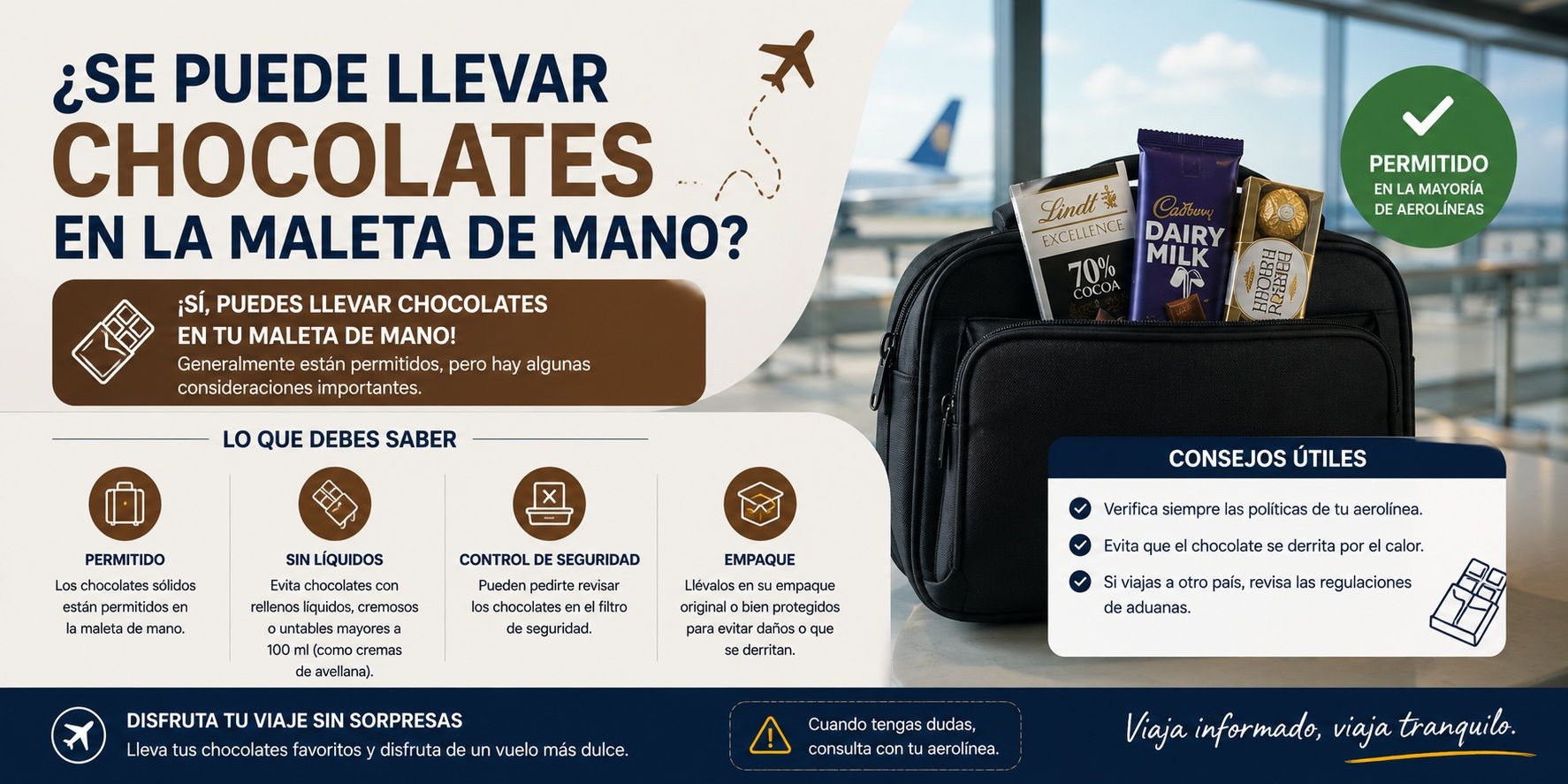 Podemos llevar chocolates en el equipaje de mano